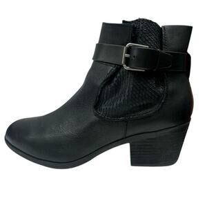 Comfortiva Women's 11 Wide Heeled Ankle Boots Black Leather